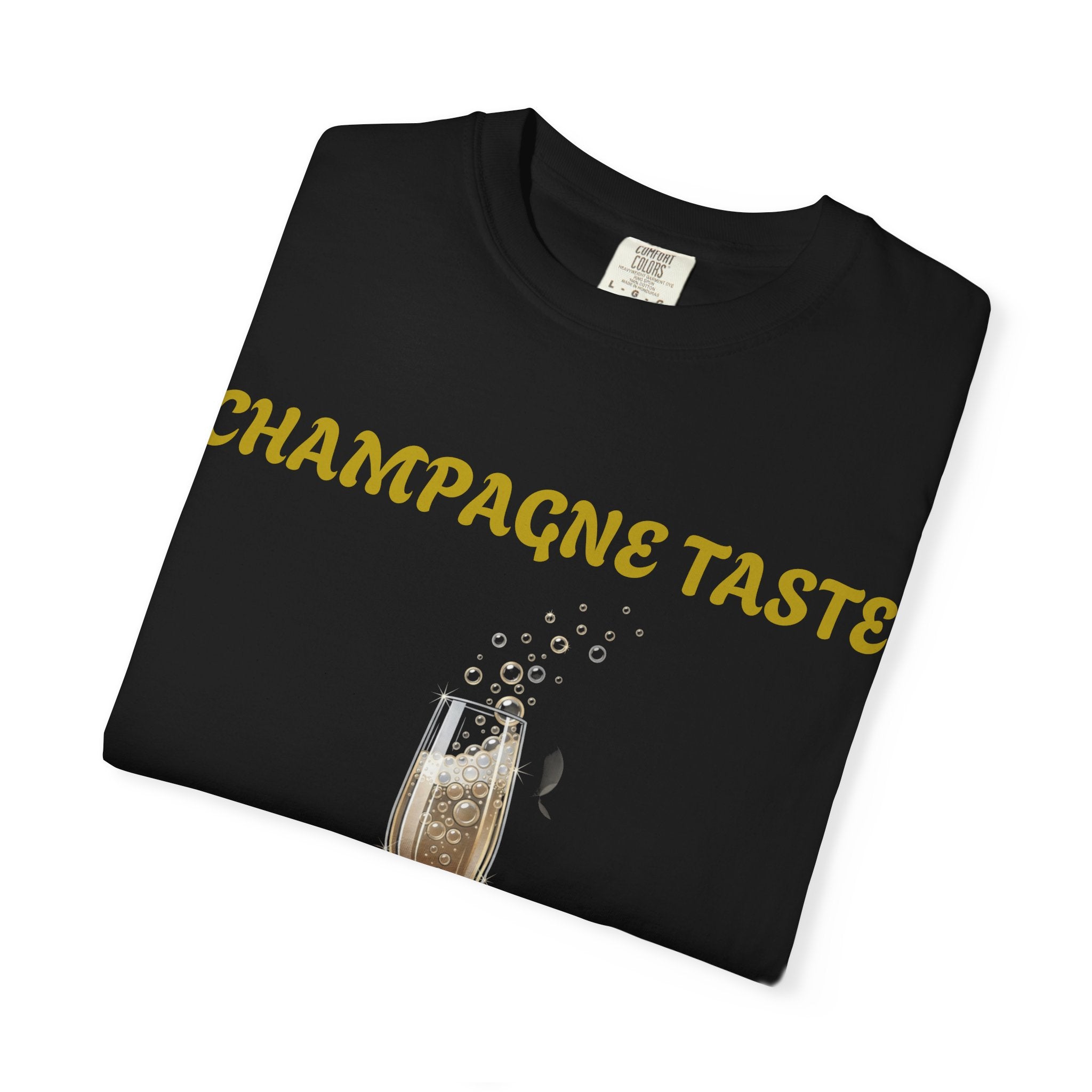Champagne Taste, Boujee Budget T-Shirt — Funny Sparkling Wine Tee