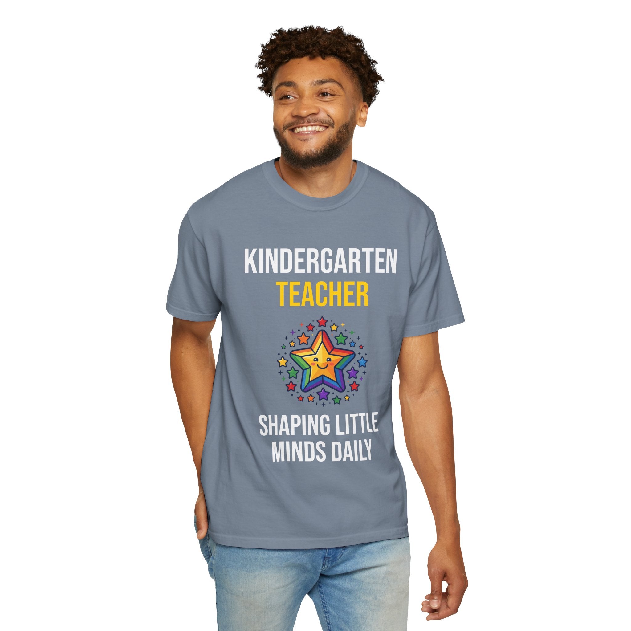 Kindergarten Teacher T-Shirt - "Shaping Little Minds Daily" Cute Star Design