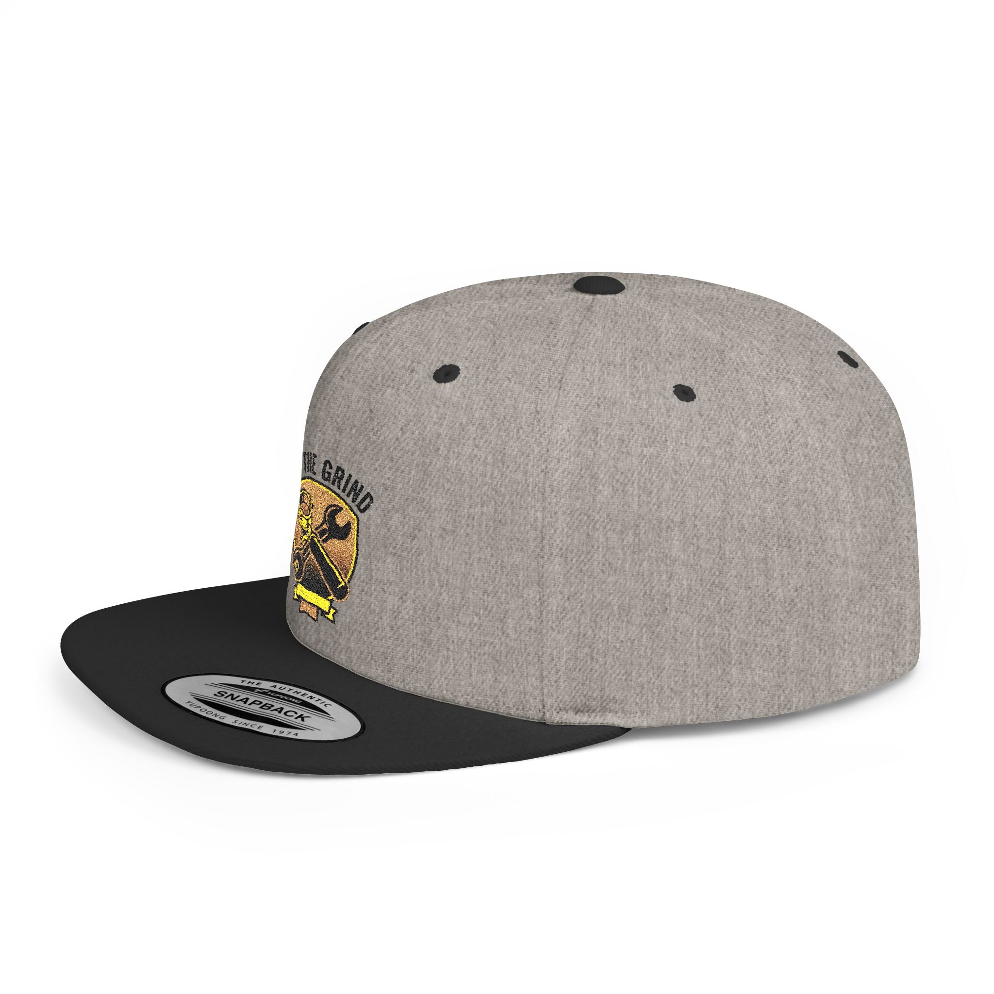 Snapback Hat — "On The Grind" Vintage Tool Crest Flat Bill Cap