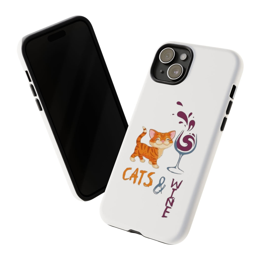 Cats & Wine Phone Case — Cute Orange Cat with Wine Glass Protective Case